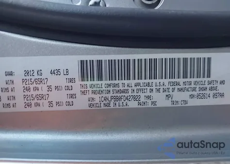 2015 Jeep Patriot Sport из США, поврежденный, VIN 1C4NJPBB0FD427822